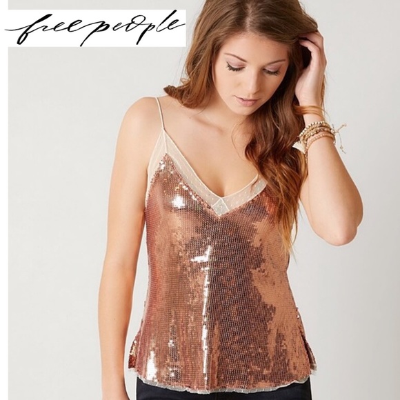 Free People Tops - FREE PEOPLE Sassy Sequins Rose Cami